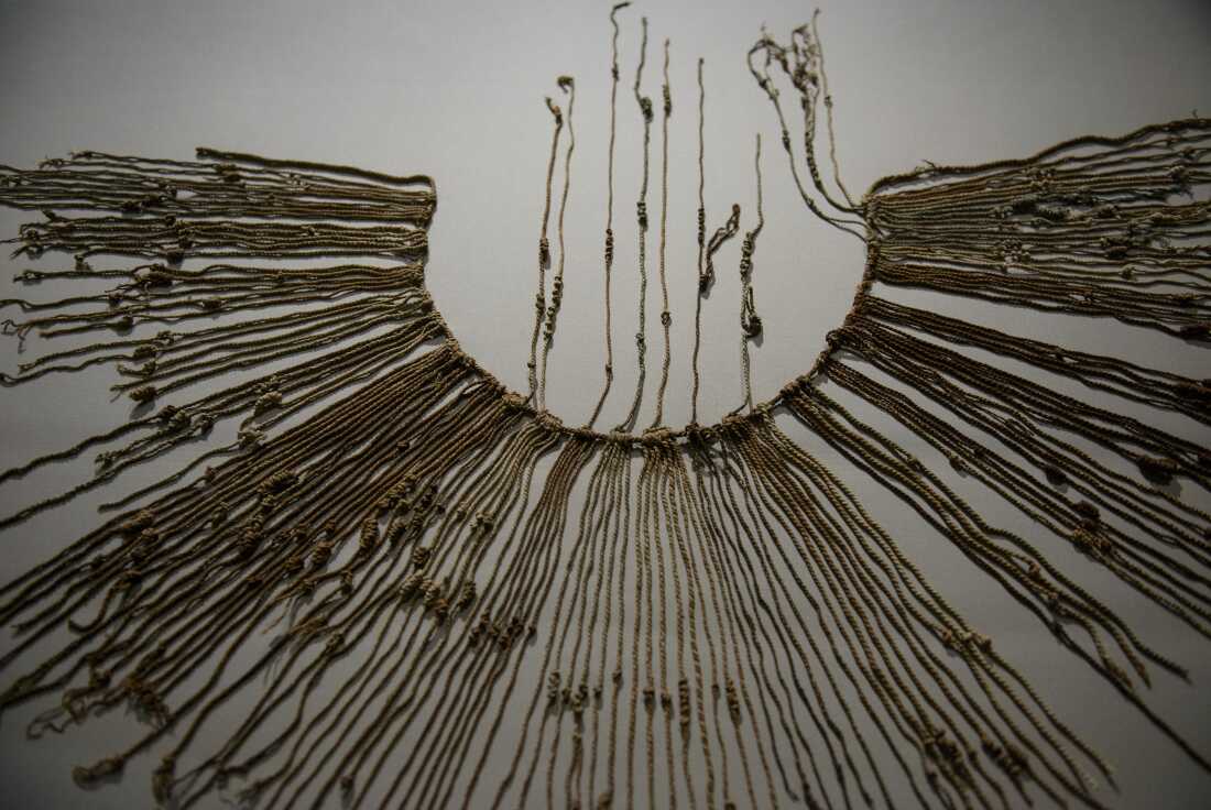 A cotton and agave fiber Inca khipu is seen at an exhibit at the Smithsonian National Museum of the American Indian in 2015 in Washington, D.C.