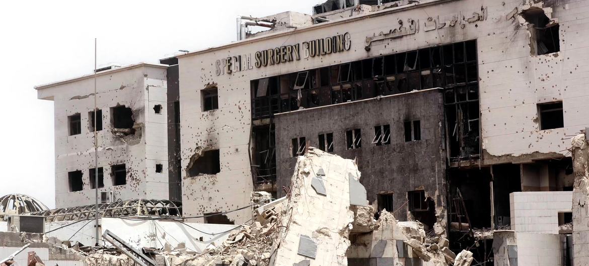 The Special Surgery Building at Al-Shifa Medical Complex in central Gaza City has been reduced to rubble.