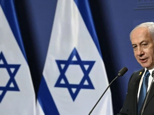 israeli prime minister benjamin netanyahu speaks during a press conference with hungary s prime minister unseen after bilateral talks on april 3 2025 in budapest hungary photo afp