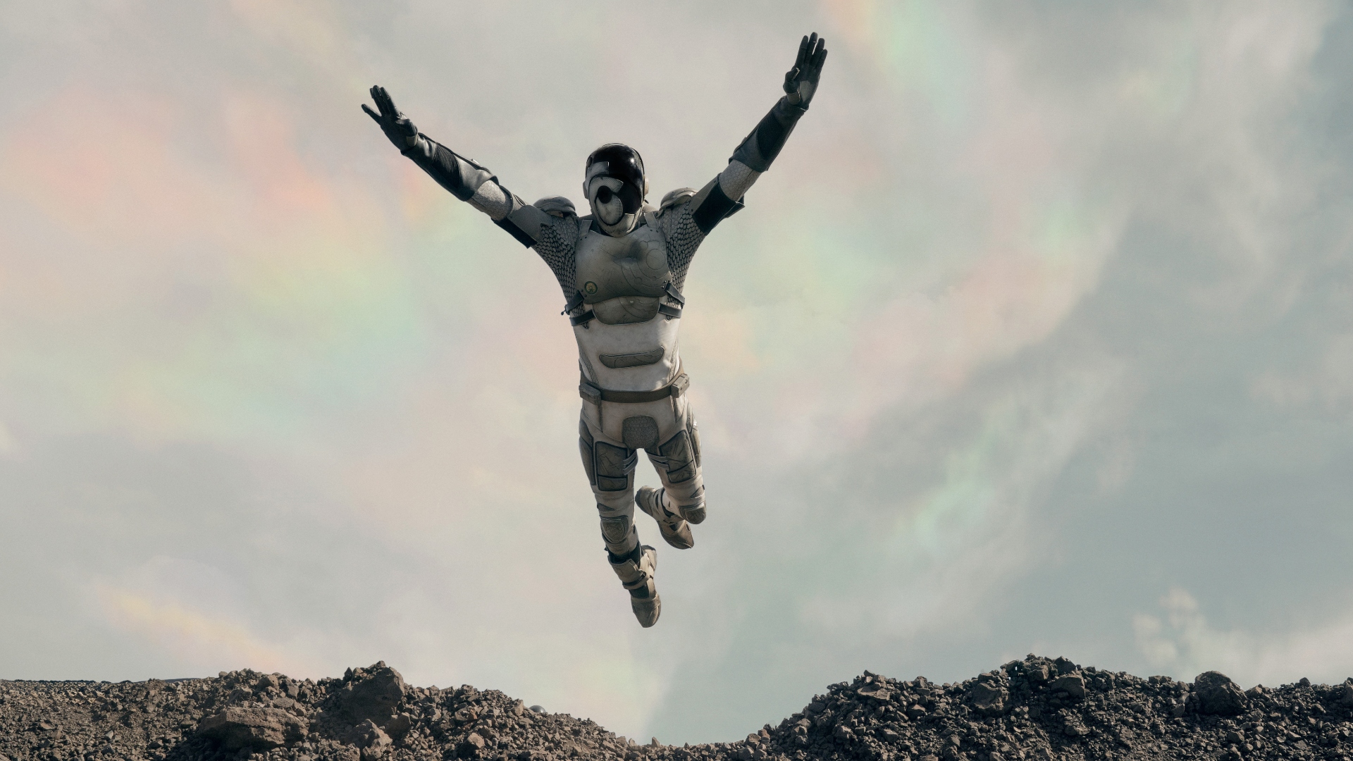 Murderbot flies through the air in Murderbot season 1