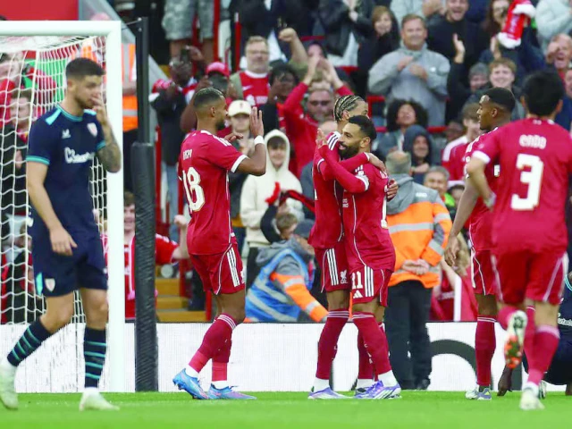liverpool s mohamed salah celebrates a goal with hugo ekitike and cody gakpo photo reuters