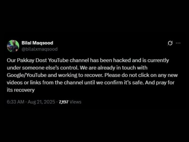 Pakkay Dost Youtube Channel Hacked Bilal Confirms
