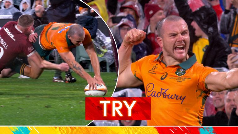 Pietsch flew over in the corner for the first try against the British and Irish Lions in Sydney
