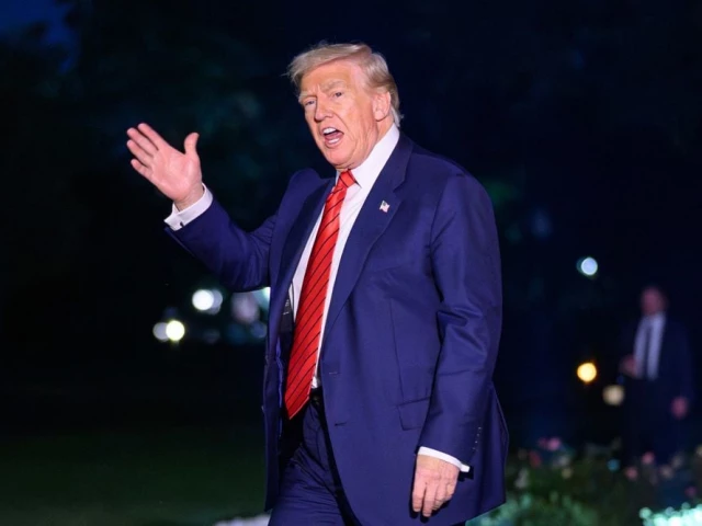 us president donald trump waves as he walks across the south lawn upon return to the white house in washington dc on august 3 2025 after spending the weekend at his bedminster residence photo afp