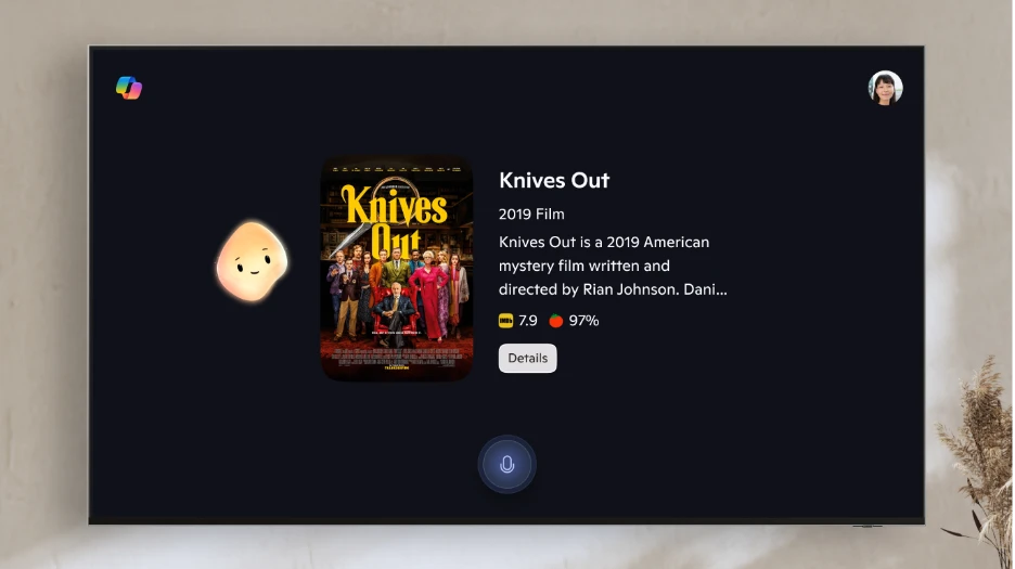A photo showing Copilot's interface on a TV