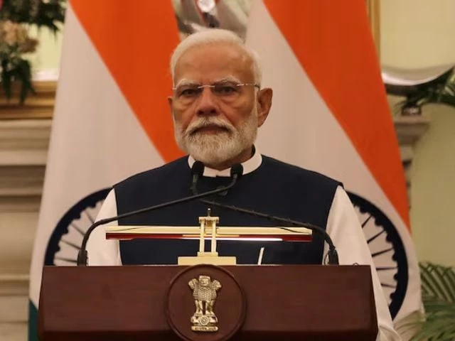 india s prime minister narendra modi speaks during a joint press statement with european commission president ursula von der leyen at the hyderabad house in new delhi india february 28 2025 photo reuters
