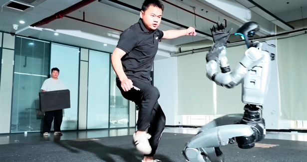 The robot appears to be battle-resistant