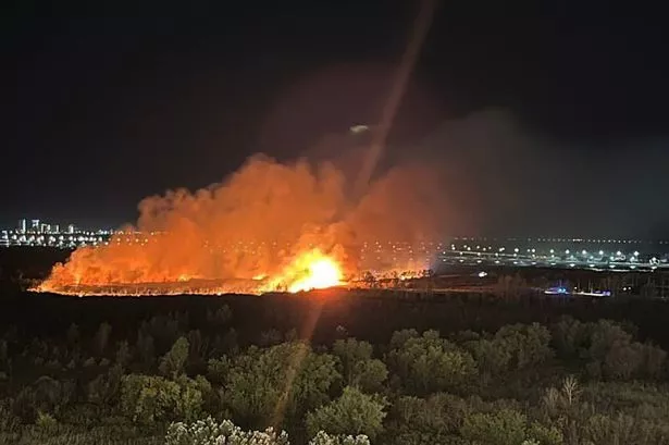 Blaze at the Kirishi oil refinery after a Ukrainian strike