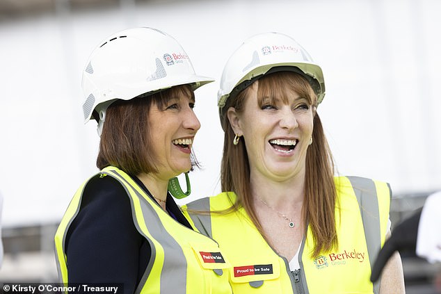 Happier times: Rachel Reeves and Angela Rayner at a Berkeley project