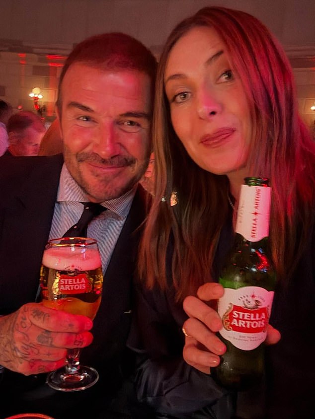 A tennis icon looked a world away from her playing career as she posed with David Beckham