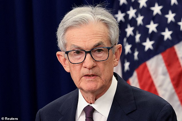 Pressure: US Federal Reserve chairman Jerome Powell (pictured) admitted that inflation remains