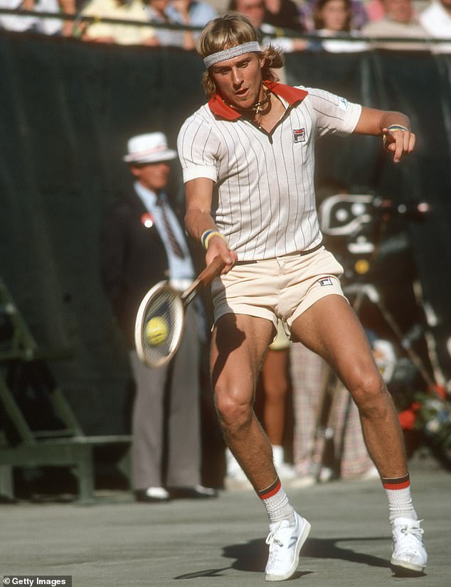 Borg plays a shot during the 1976 US Open - the legendary tennis player, now 69, has been diagnosed with aggressive prostate cancer