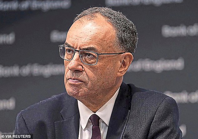 On hold: Bank of England governor Andrew Bailey (pictured) appeared to play down the prospect of further interest rate cuts any time soon