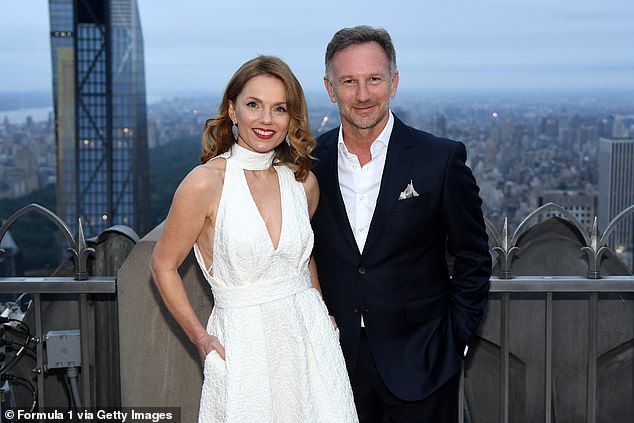 Christian Horner, pictured with wife Geri Halliwell, has officially left Red Bull
