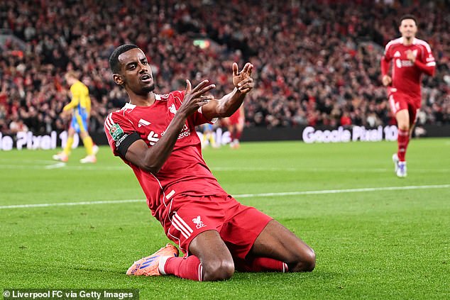 Alexander Isak scored his first Liverpool goal against Southampton in the Carabao Cup