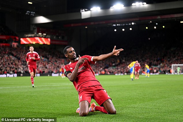 Alexander Isak scored his first goal for Liverpool as they beat Southampton in the Carabao Cup