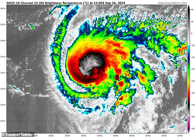 Hurricane Humberto (pictured) formed early Friday morning, carrying sustained winds greater than 75 mph