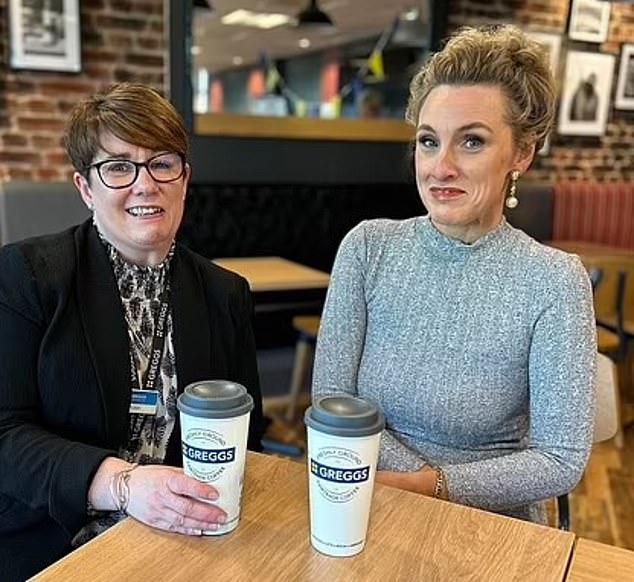 Excuse?: Greggs chief executive Roisin Currie, pictured left, with food critic and new MasterChef presenter Grace Dent, blamed the hot weather for stifling customers