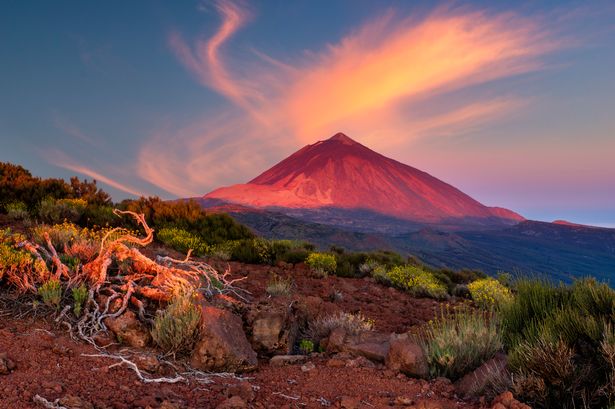 Teide volcano in Tenerife in the light of the rising sun