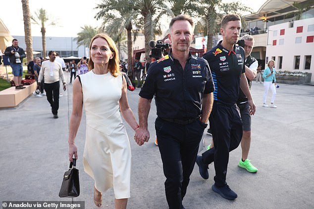 The woman who accused Christian Horner (right, pictured with wife Geri Halliwell) of inappropriate behaviour has returned to Formula One