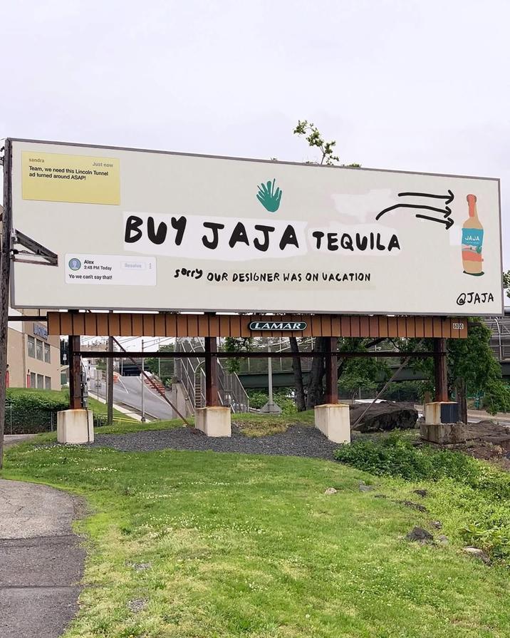 The trend where brands jokingly present a crude or low effort advertisement with the tagline,