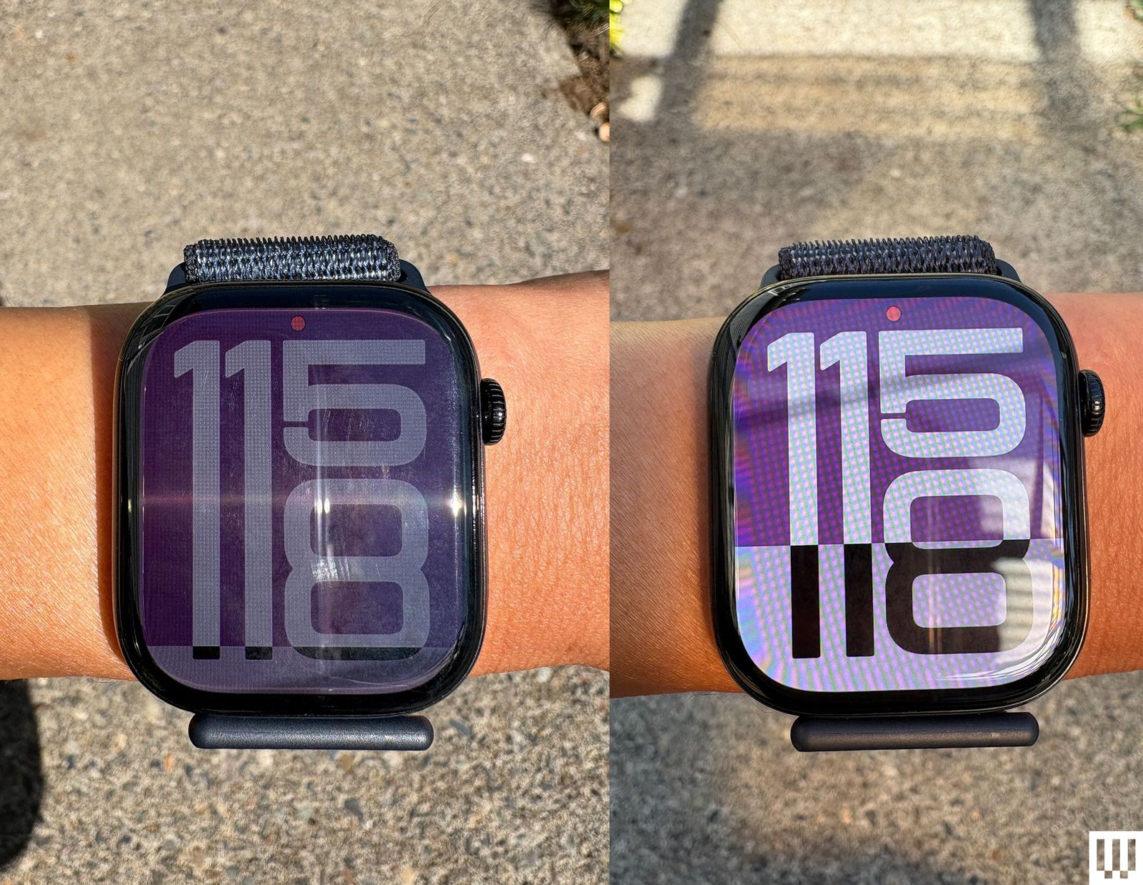 Two views of an Apple Watch Series 10 a smartwatch on someone