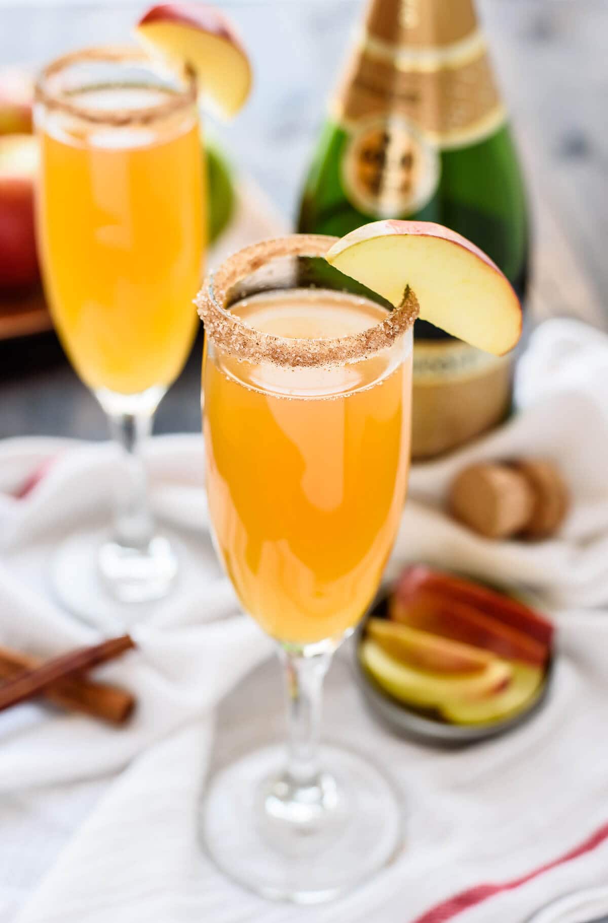 Two apple cider mimosas