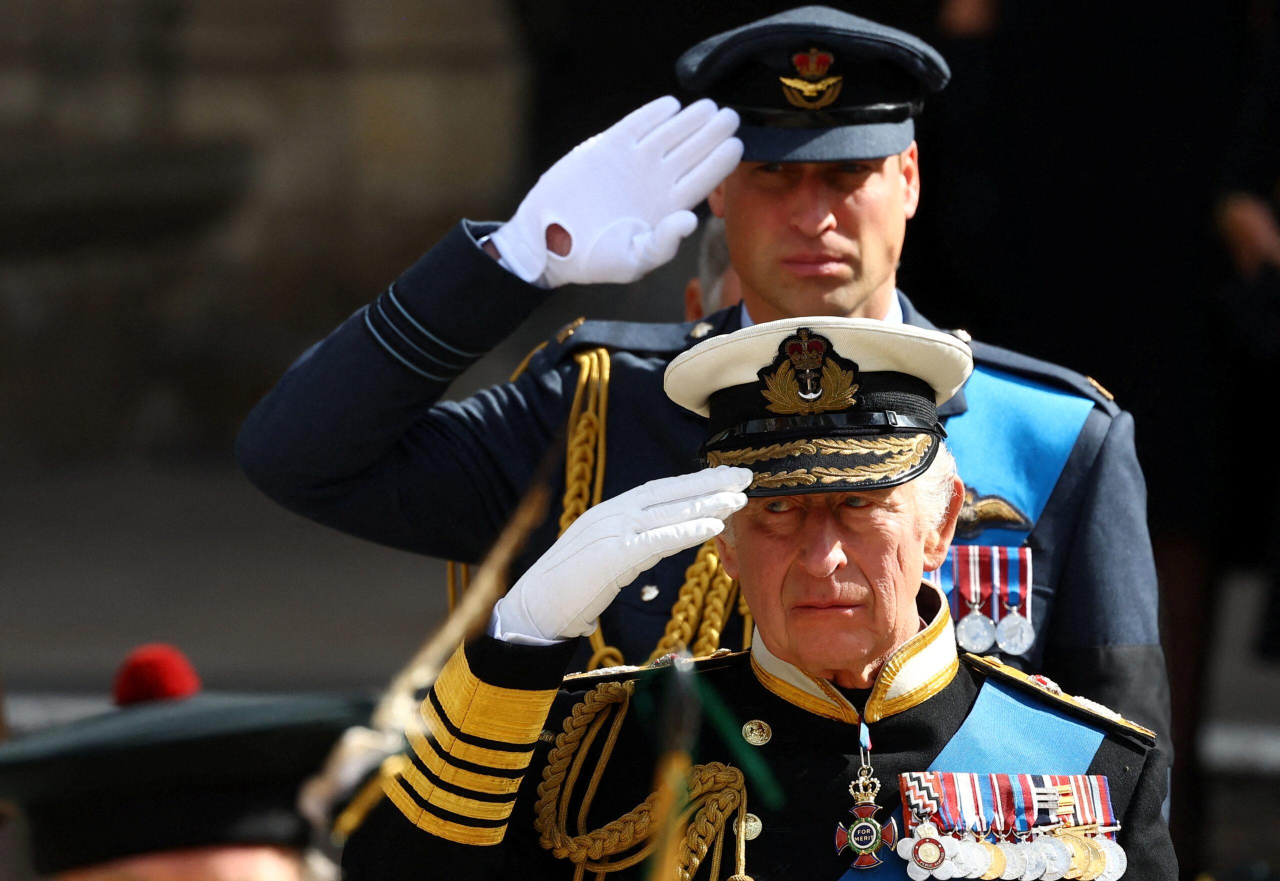 Prince William Prince of Wales and King Charles III during The Queen