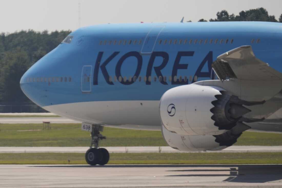 A Korean Air charter plane carrying Korean workers detained in immigration raid at Georgia factory leaves Hartsfield-Jackson International Airport in Atlanta bound for South Korea on Thursday.