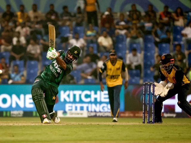 pakistan s hussain talat l plays a shot during the asia cup 2025 super four twenty20 international match against sri lanka at the sheikh zayed cricket stadium in abu dhabi photo afp