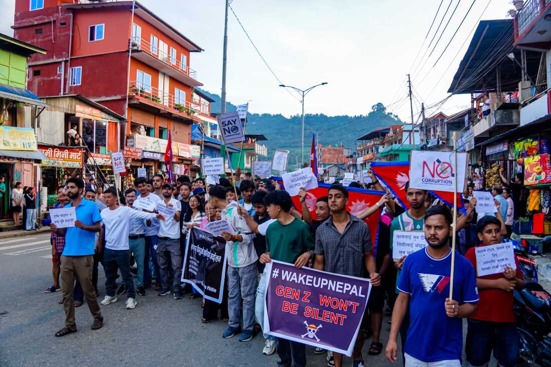 The Gen Z group protests against corruption and the ban on many social media platforms by the government in Nepal on Monday.