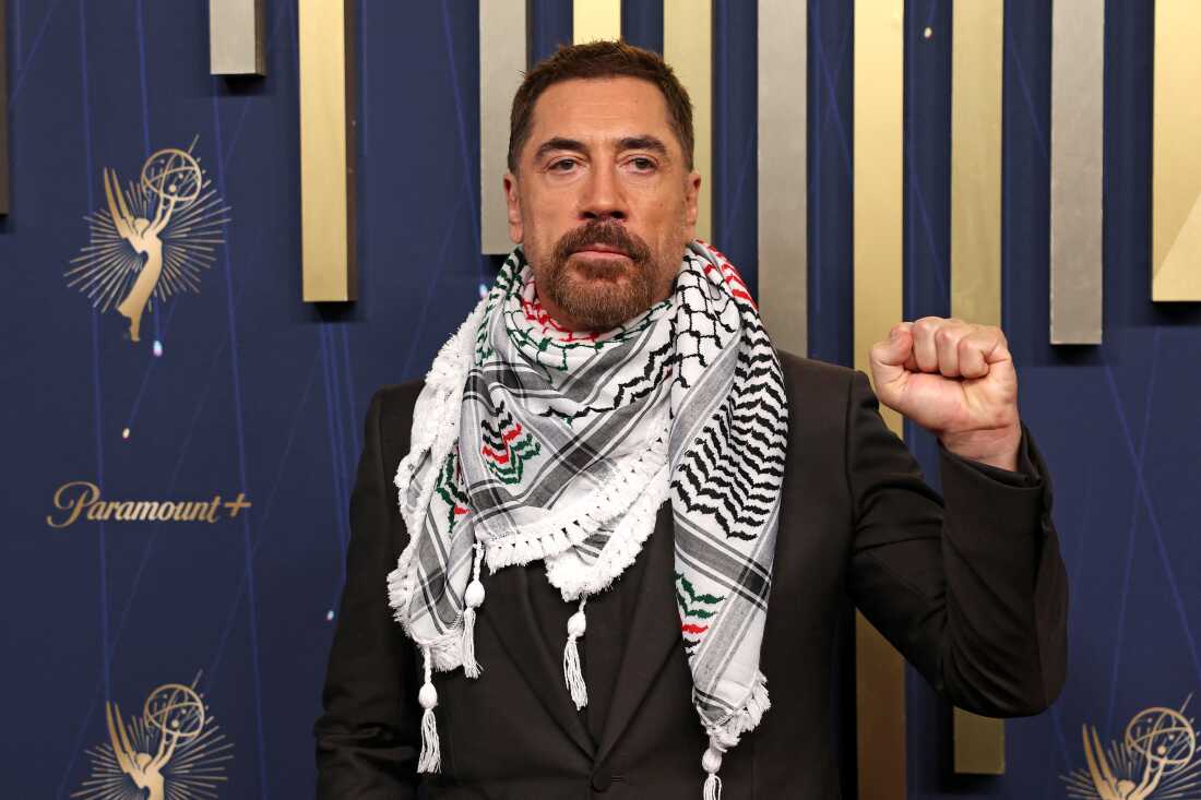 Javier Bardem arrives for the 77th Primetime Emmy Awards in Los Angeles on Sunday.