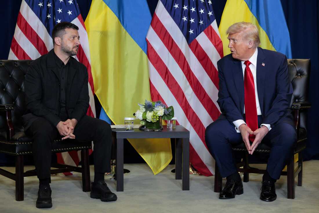President Trump meets with Ukrainian President Volodymyr Zelenskyy on the sidelines of the U.N. General Assembly on September 23, 2025.