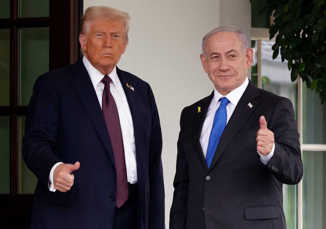 President Trump greets Israeli Prime Minister Benjamin Netanyahu as he arrives at the White House on Sept. 29.