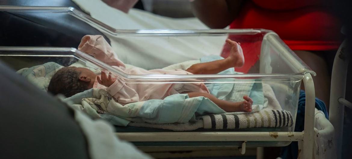 A baby is cared for at a health facitlity in Port-au-Prince, Haiti.