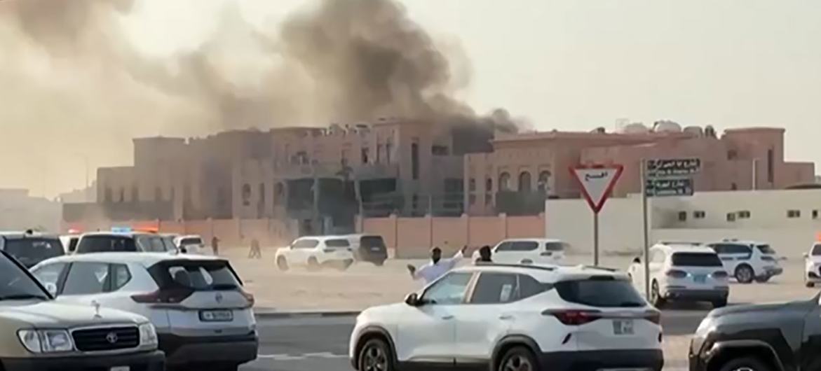 Smoke rises from a building in Doha, Qatar, which was targetteed by an Israeli missile strike.