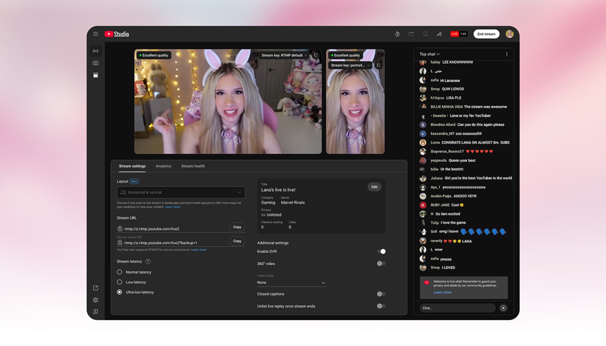 YouTube Live: Vertical and Horizontal Formats