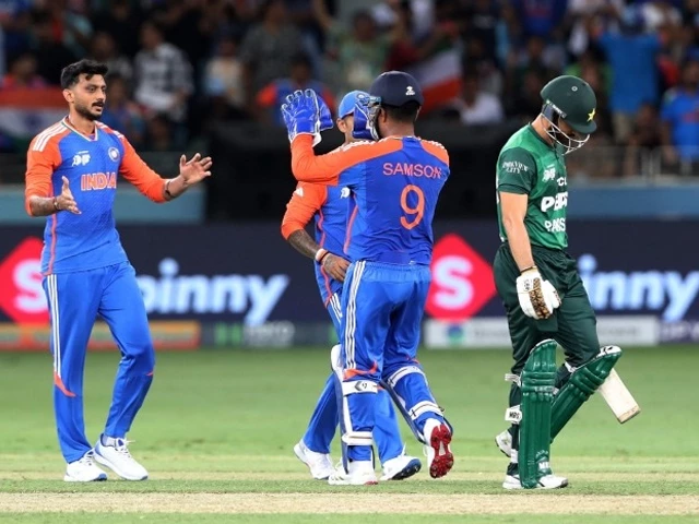 pakistan s salman agha looks dejected as he walks to the pavilion after he is cuaght out by india s abhishek sharma off the bowling of india s axar patel photo reuters