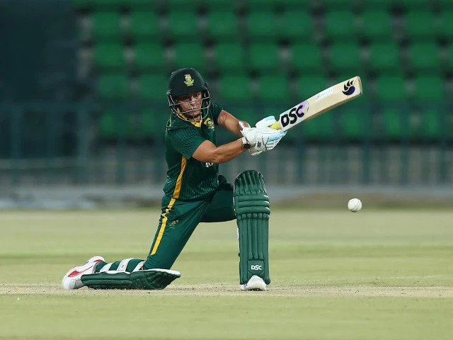 marizanne kapp slicing a ball during the opening odi against pakistan in lahore on september 16 photo pcb