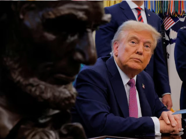 us president donald trump speaks with the media with the bust of abraham lincoln in the foreground in the oval office at the white house in washington dc us september 5 2025 photo reuters