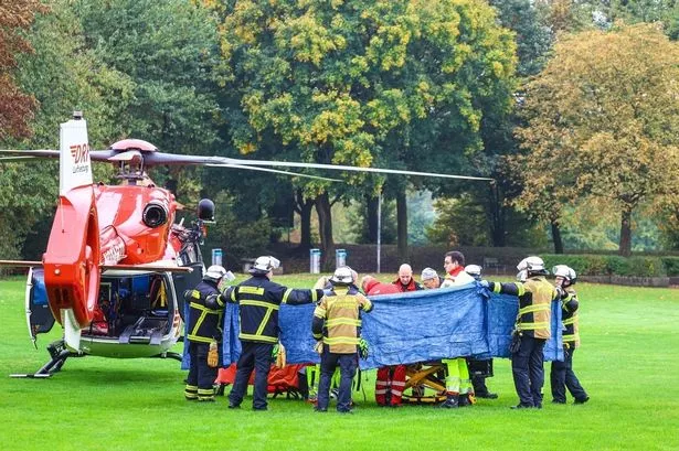 Iris Stalzer being taken to hospital by air ambulance