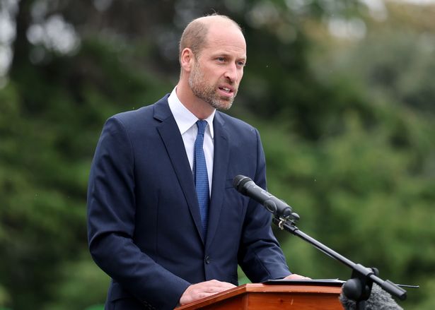 Prince William gives a speech at the launch of the Global Humanitarian Memorial in Gunnersbury Park in London