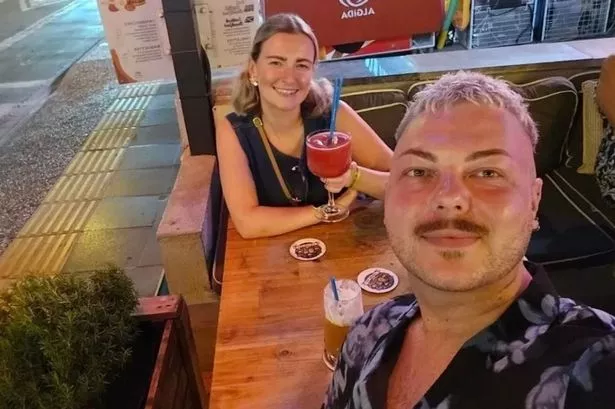 Dan Bowes on holiday with pal Clair