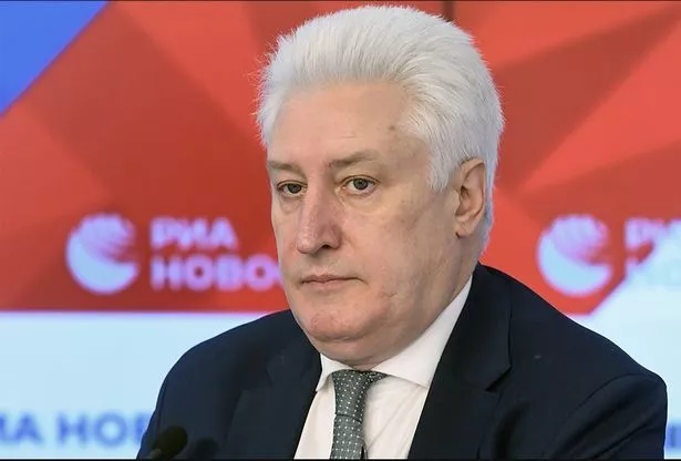 Russian military analyst Colonel Igor Korotchenko, editor-in-chief of Moscow’s National Defence journal, speaks during TV interview