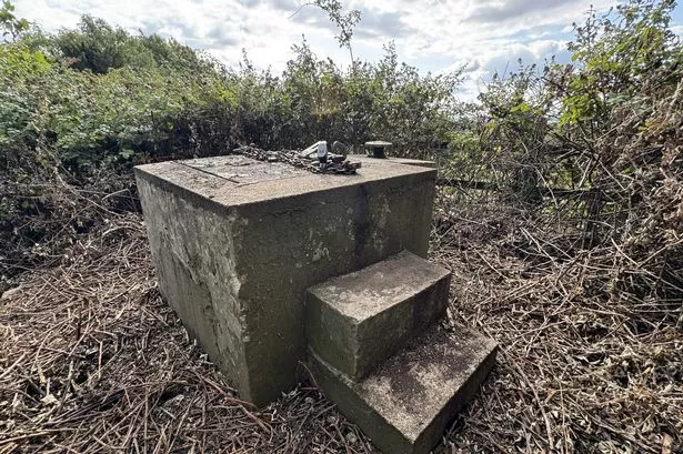 Outside the underground bunker in the village of Hallen, in South Gloucestershire.