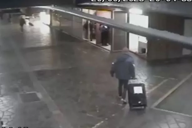 Man carrying suitcase CCTV image