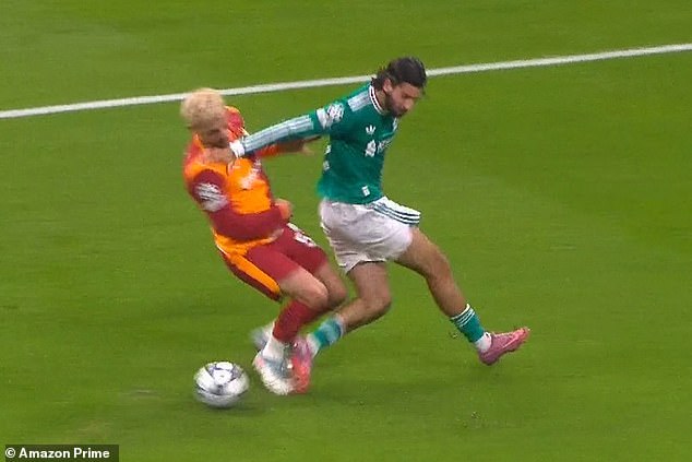 Dominik Szoboszlai appeared to clip Baris Alper Yilmaz and the ref pointed to the spot