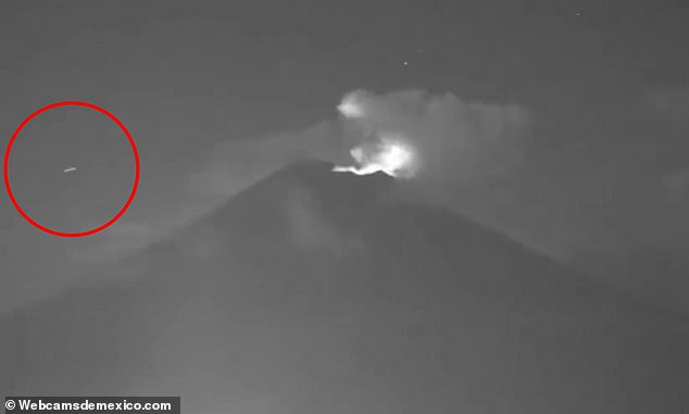 A time-lapsed video, filming 30 minutes around Popocatépetl volcano, captured dozens of strange objects appearing to streak by the mountain