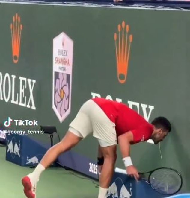 Novak Djokovic vomited a number of times on court as temperatures soared in Shanghai