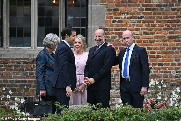 (L-R) White House Chief of Staff Susie Wiles, Secretary of State Marco Rubio, Press Secretary Karoline Leavitt, Secretary of Commerce Howard Lutnick and White House deputy chief of staff Stephen Miller at the UK Prime Minister